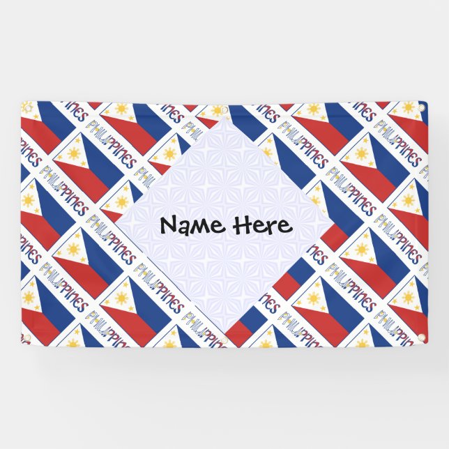 Banderoles Philippines et drapeau philippin Carrelé personnal (Horizontal)