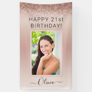 Banderoles Photo Anniversaire Blush Parties scintillant rose 
