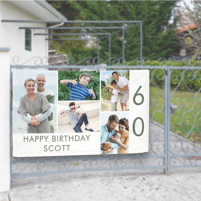 Banderoles Photo Collage 5 Photo 60th Birthday Banner (Créateur téléchargé)