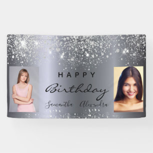 Banderoles Photo d'anniversaire argent parties scintillant me
