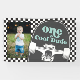 Banderoles Photo d'anniversaire de Skateboard One Cool Dude