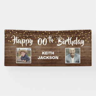 Banderoles PHOTO D'Anniversaire Rustic Wood Panel