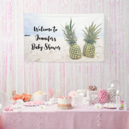 Banderoles Photo de 2 ananas sur un Baby shower de plage