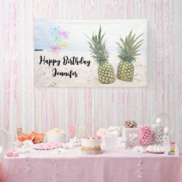 Banderoles Photo de 2 ananas sur une plage Anniversaire