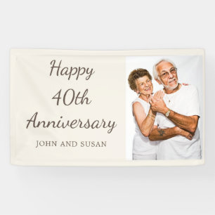Banderoles Photo de 40e anniversaire de mariage Tan Cream Hap