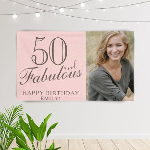 Banderoles Photo de 50 ans fabuleux et moderne rose pour anni