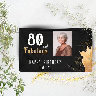 Banderoles Photo de 80 ans et fabuleux avec feuillage doré po