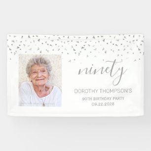 Banderoles Photo de confettis blancs argentés pour 90e annive