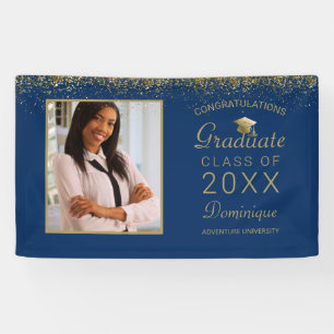 Banderoles Photo de diplôme Gold Script Casquette Royal Blue