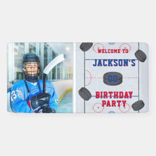 Banderoles Photo de la fête d'anniversaire de hockey sur glac