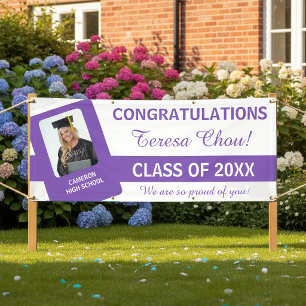Banderoles Photo de remise de diplômes Félicitations Violet I