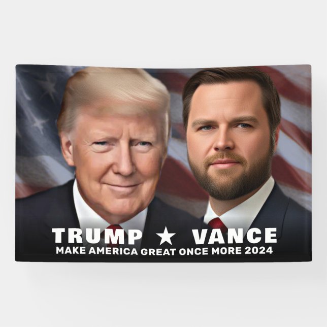 Banderoles Photo de Trump Vance 2024 Campagne grand intérieur (Horizontal)