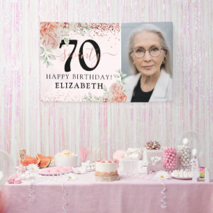 Banderoles Photo élégant rose pour 70e anniversaire