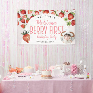 Banderoles Photo fraise Bienvenue Berry Premier anniversaire