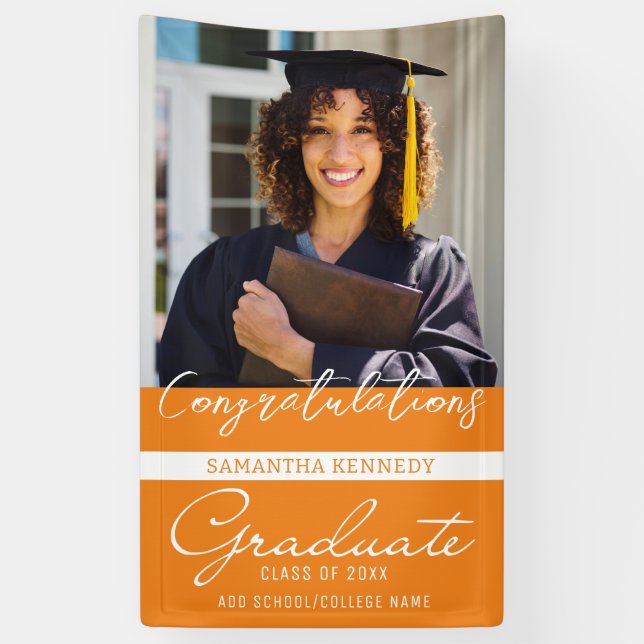 Banderoles Photo Graduation Congrats Graduate 2023 Orange (Vertical)