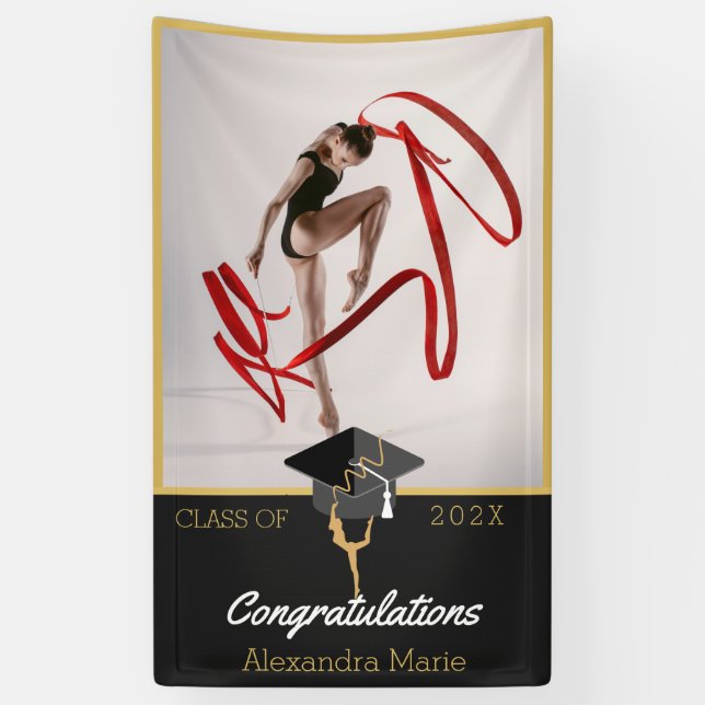Banderoles Photo Gymnast Athlete félicitations diplômé (Vertical)