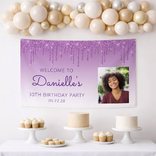 Banderoles Photo personnalisé 30e anniversaire vernis violet