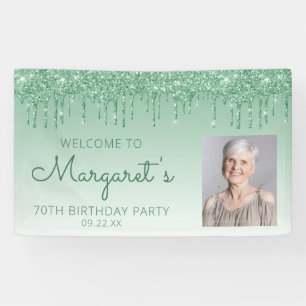 Banderoles Photo personnalisée Green Parties scintillant Drip