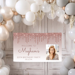 Banderoles Photo personnalisée Rose Gold Parties scintillant 