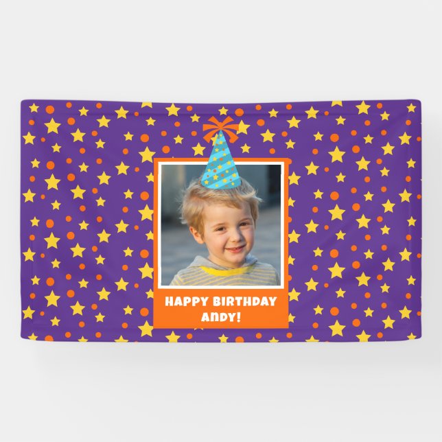 Banderoles Photo pour enfant personnalisée Joyeux anniversair (Horizontal)