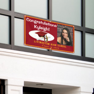 Banderoles Photo Red & Gold Vinyl Graduation