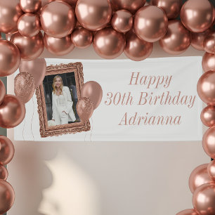 Banderoles Photo Rose personnalisé Gold Frame et Ballons Anni