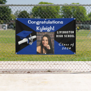 Banderoles Photo Royal Blue and Black Vinyl Graduation