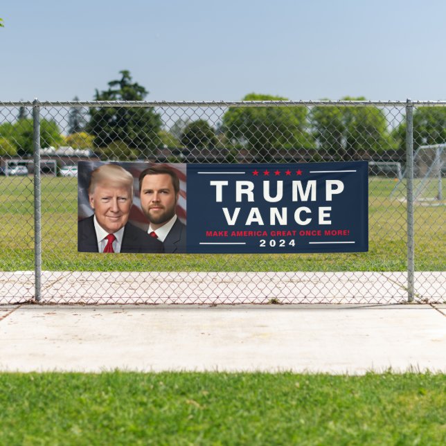 Banderoles Photo Trump Vance 2024 Campagne Grand Outdoor (En situation)