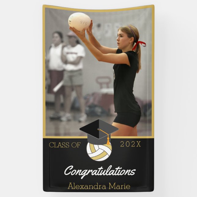 Banderoles Photo Volleyball joueur félicitations diplômé (Vertical)