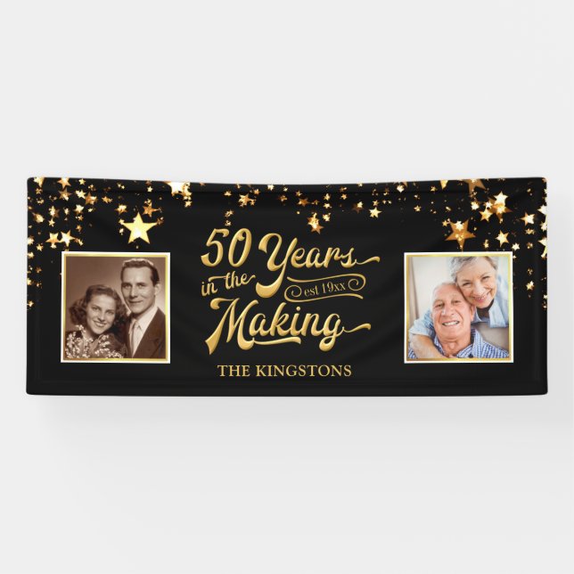 Banderoles Photos du 50e anniversaire de Black & Gold (Horizontal)