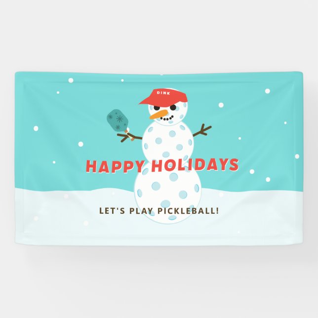 Banderoles Pickleball Fête Noël Funky Snowman Party (Horizontal)