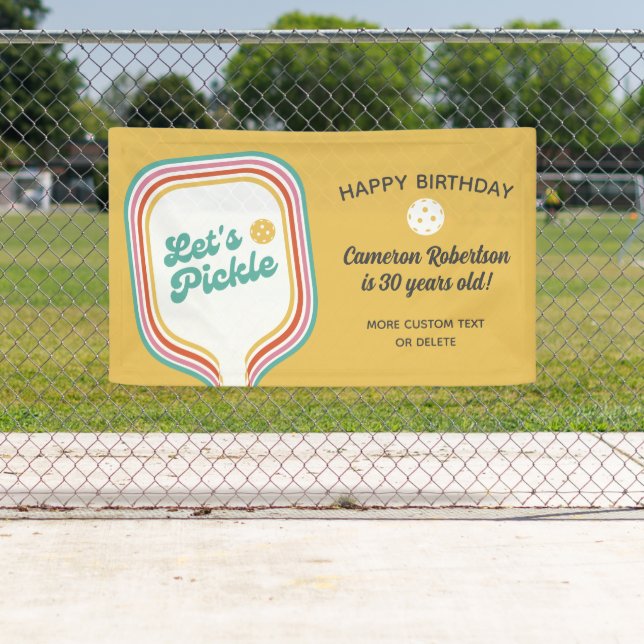 Banderoles Pickleball Party Pickle Retro Stripe Custom (En situation)