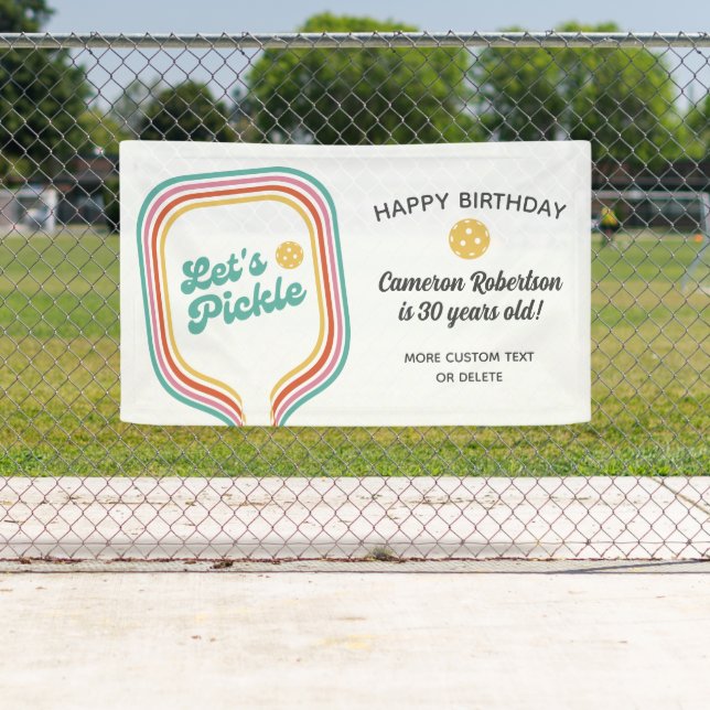 Banderoles Pickleball Party Pickle Retro Stripe Custom (En situation)