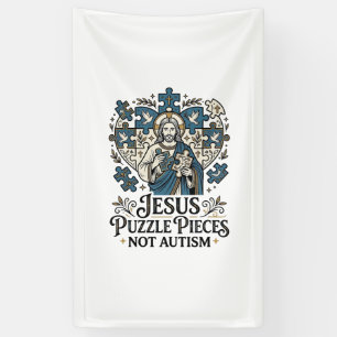 Banderoles Pièces de puzzle Jésus pas autisme Pièces de puzzl