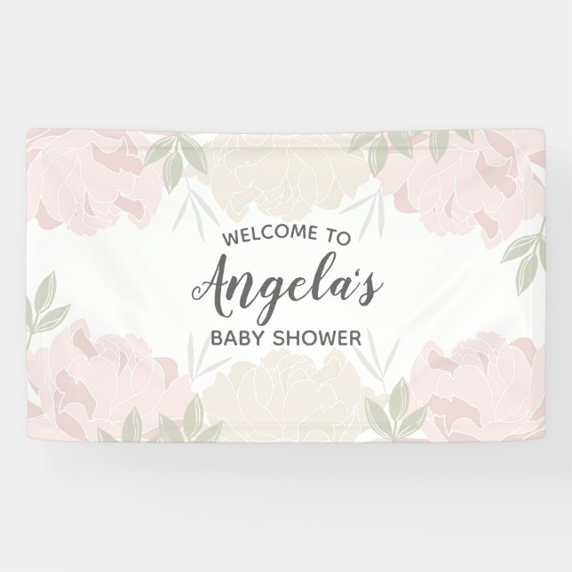 Banderoles Pies rose et crème Baby shower (Horizontal)