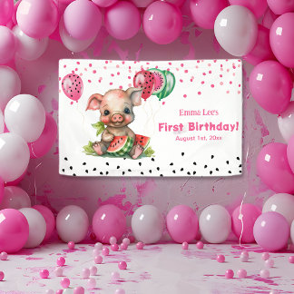 Banderoles Piglet mignon pastèque Anniversaire
