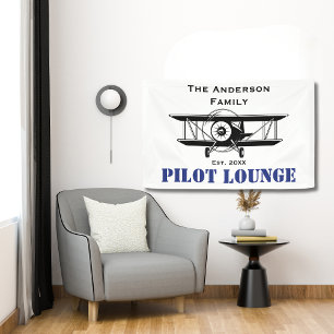 Banderoles Pilote Lounge Cool Avion Aéronautique Personnalisé
