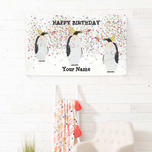 Banderoles Pingouin - Animaux à la fête d'anniversaire (En situation)