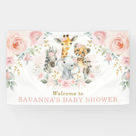 Banderoles Pink Blush Flower Jungle Safari Baby Girl Welcome