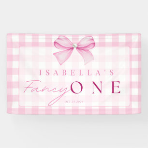 Banderoles Pink Bow Fancy One Girl 1er Anniversaire Coquette