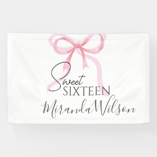 Banderoles Pink Bow Sweet Sixteen Birthday