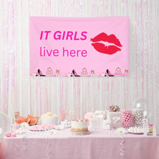 Banderoles Pink Chic Girls Party Lipstick Dorm Signal (Fête)