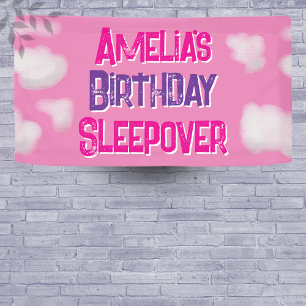 Banderoles Pink Cloud Personnalisé Anniversaire Slepover