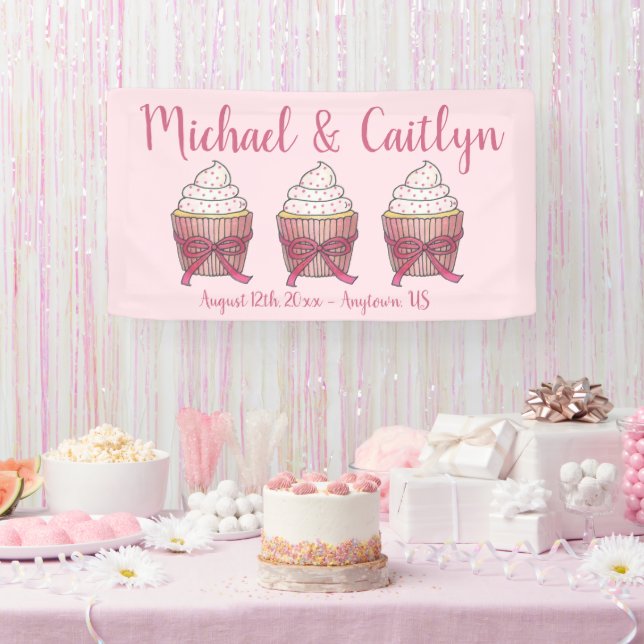 Banderoles Pink Cupcake Bow arrose Fête des mariées Mariage (Fête)