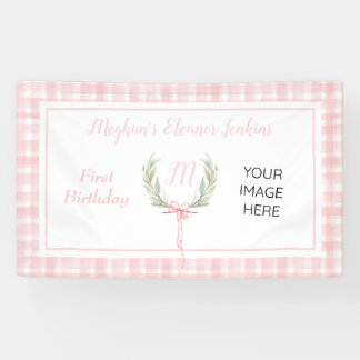 Banderoles Pink En vichy Laurel Crest Anniversaire