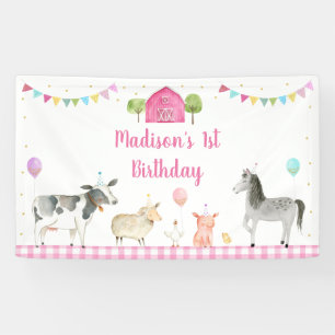 Banderoles Pink Farm Barnyard Anniversaire