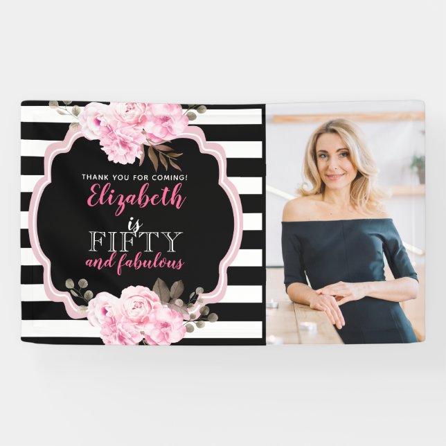 Banderoles Pink Floral 50 et Fabulous Photo Black & White (Horizontal)
