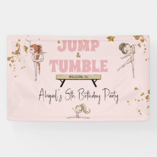 Banderoles Pink Girl Jump & Tumble Gymnastique Anniversaire