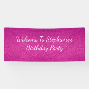 Banderoles Pink Glittery Abstraite fête d'anniversaire Nom p