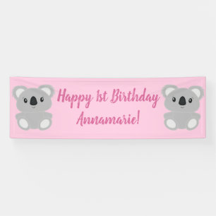Banderoles Pink Koala Bear Anniversaire
